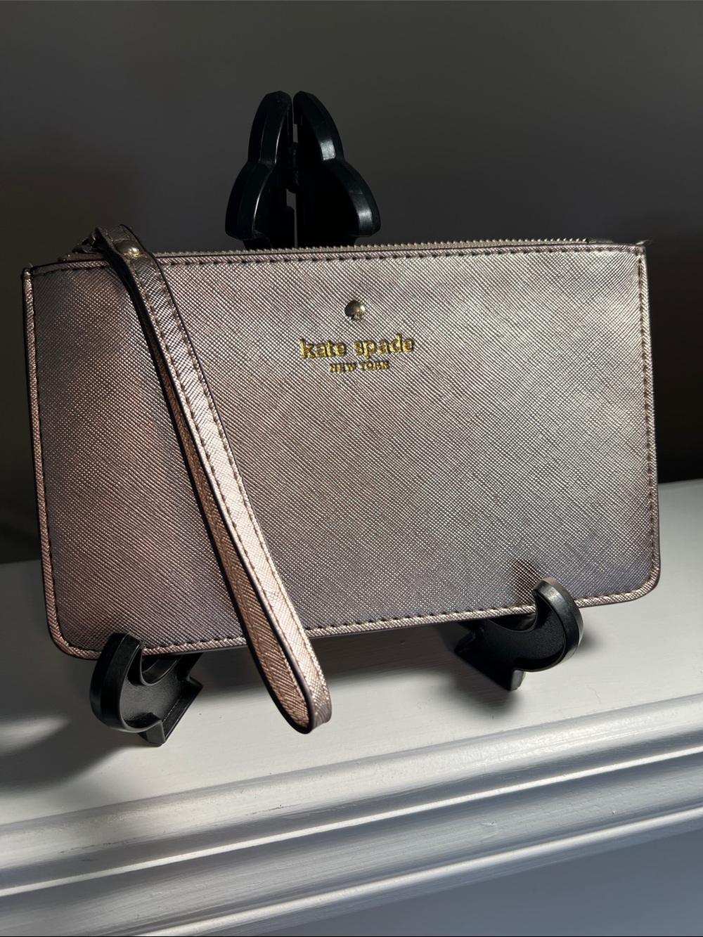 kate spade Metallic Rose Gold Wristlet with Detachable Strap